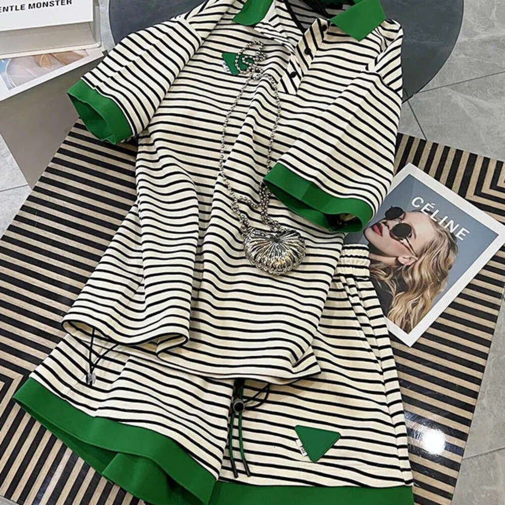 Shorts Pant Set Women Two Piece Matching Sets Short Sleeve Tops Striped Pants Casual Elastic Waist Summer Y2k Streetwear
