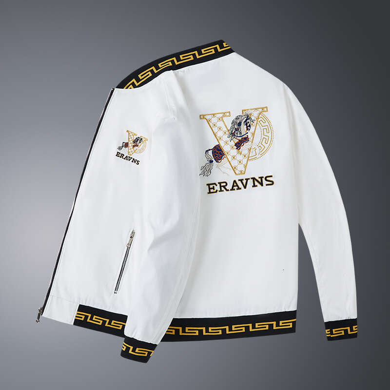 Embroidered Jacket For Men, New Trendy Heavy-Duty European Style Fashion Baseball Jacket, Men's Coat