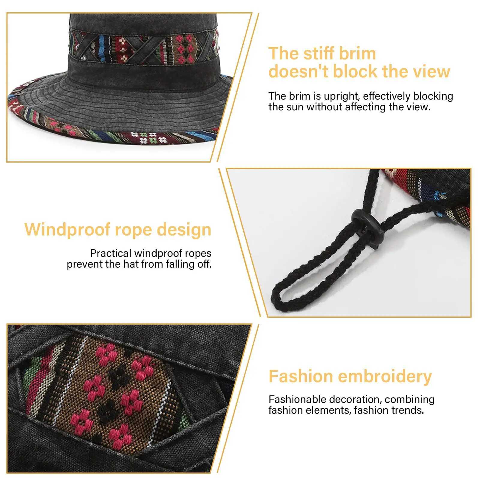 Summer Sunhat Wide Brim Sunshade UV Protection Fishing Hiking Sun Hat Outdoor Sport Adjustable Foldable Travel Cowboy Hat H260317 - view 5
