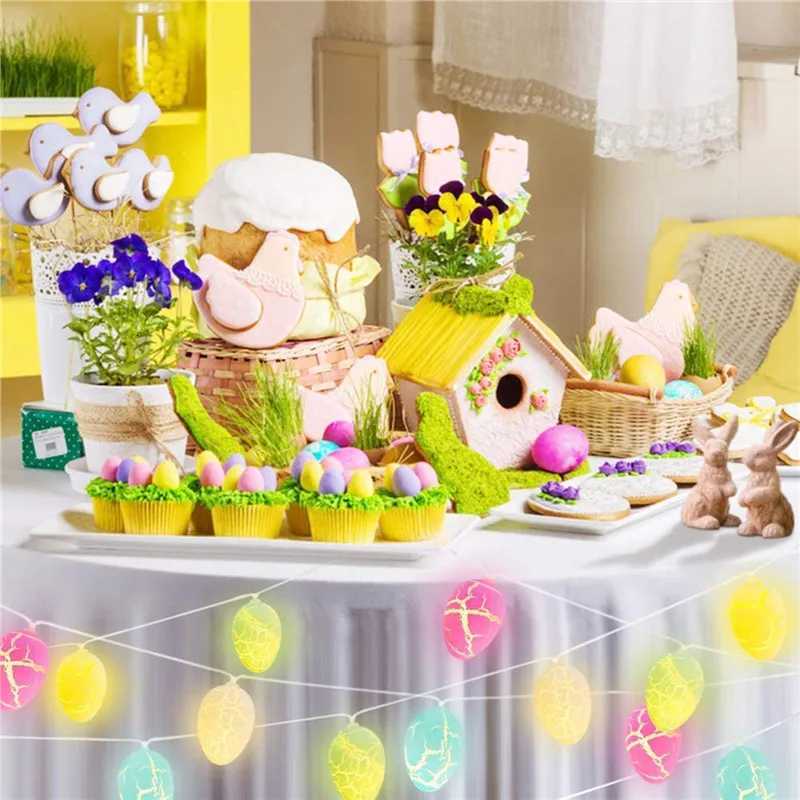 Easter Crackle Colorful Eggs String Lights Easter Party DIY Decoration Bedroom Ambience Sense Lighting Wedding Party Decoration H260316