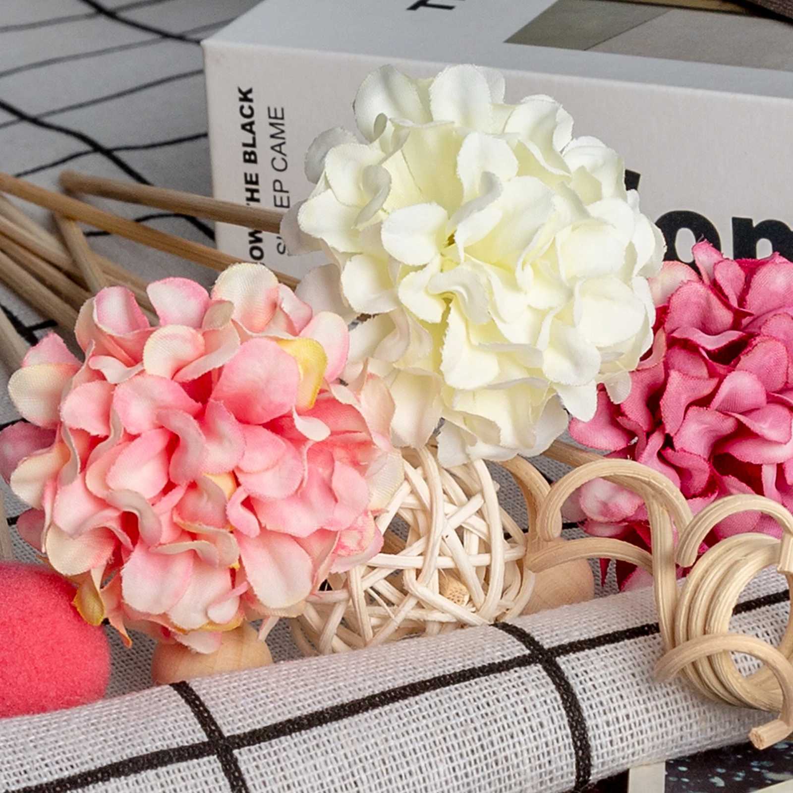 10PCS Pink Hydrangea Flower Rattan Sticks Fireless Fragrances Reed Diffuser Stick DIY Ornaments Home Decor D260317