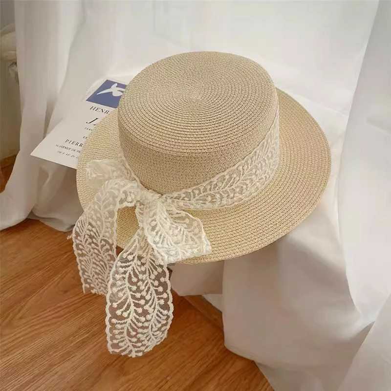 Summer Beach Straw Hat For Women Lace Bow Wide Brim Sun Protection Hat Travel Fashion Vacation Sunscreen Cap Mountaineering Hat H260317 - view 7