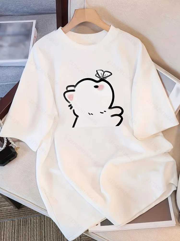 Womens Cute Kitten Butterfly Print T-Shirt Harajuku Short-Sleeve Stylish Fashionable Versatile Round Neck Top M260317