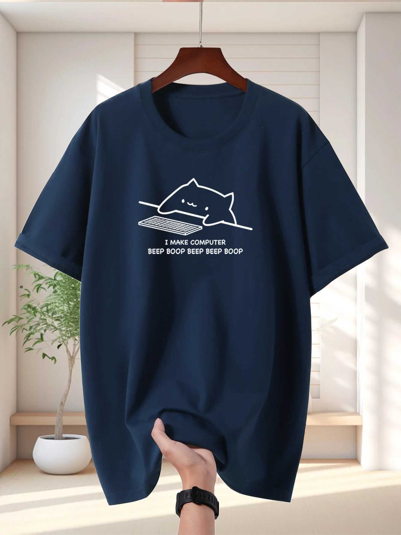 Mens Cotton Letter-pattern Short-sleeved T-shirt Trendy and Fashionable Comfortable for Summer Wear Various Styles Available M260317