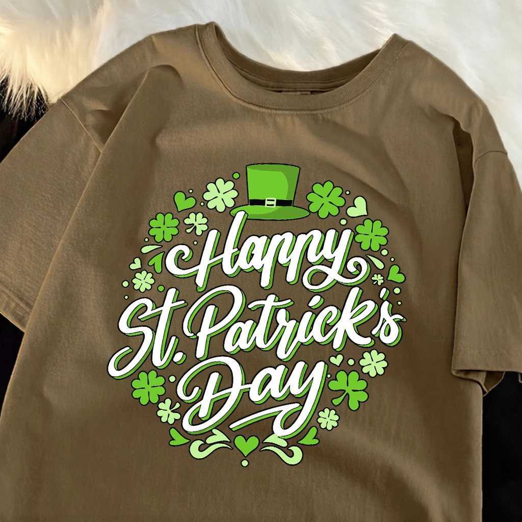 Happy St PatrickS Day White Prints Man T-Shirt Soft Cotton T Shirts All-Match Comfortable Clothing Loose Summer Short Sleeve M260317