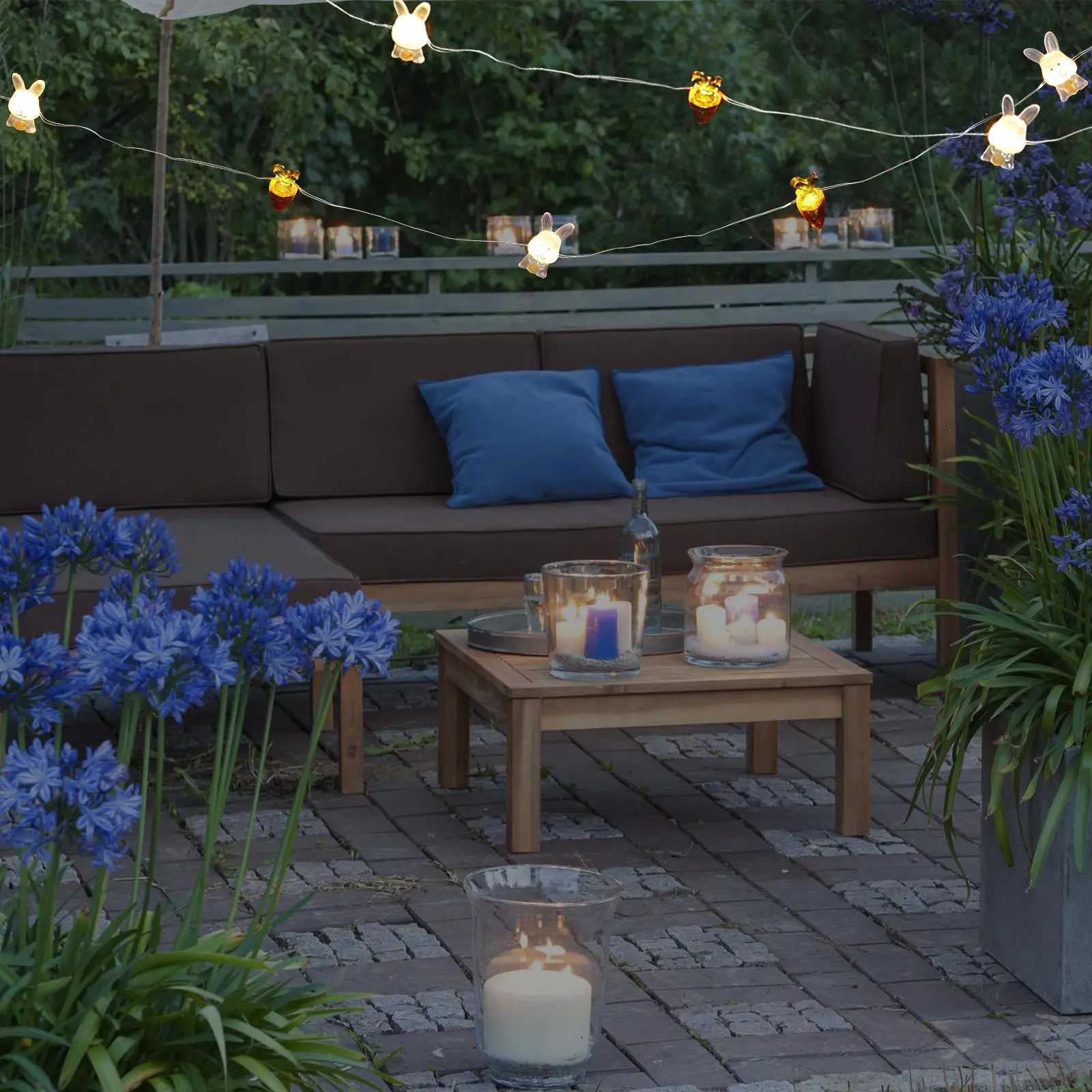 1Set Easter Light String LED Lovely String Light Rabbit Carrot Theme Energy Efficient Festive Decoration for Living Room Patio H260316