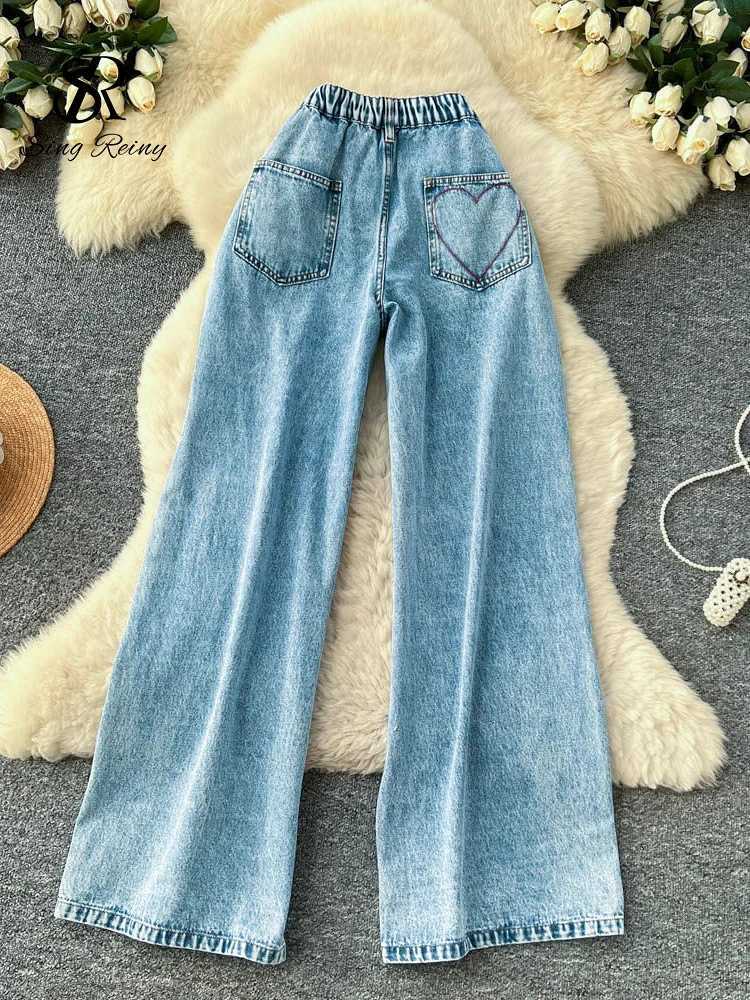 SINGREINY Heart Embroidery Hotsweet Jeans Women Denim Loose Original Design Trendy Street Y2K Spicy Girl Slim Straight Leg PantsT260317
