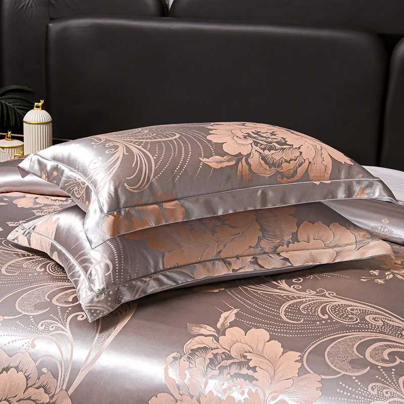 New 4Pcs European Satin Jacquard Bedding Set Four Season Universal Skin Friendly Cozy Duvet Set Double Couple Size Bedclothes D260317