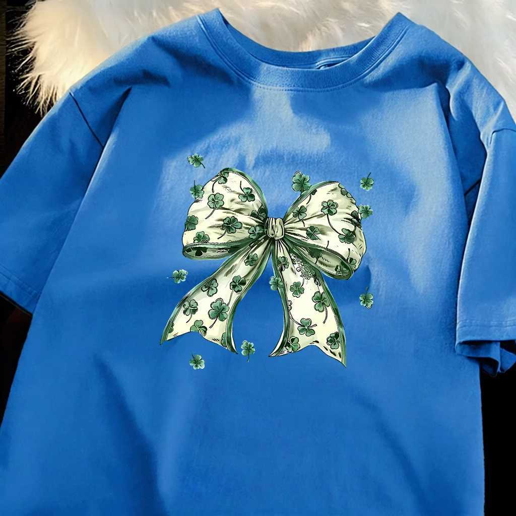 Clover Bow Pattern Sport Youthful Short Sleeve Man Summer All-Match Tee Shirts O-Neck Casual Tops Hip Hop Cotton Streetwear M260317