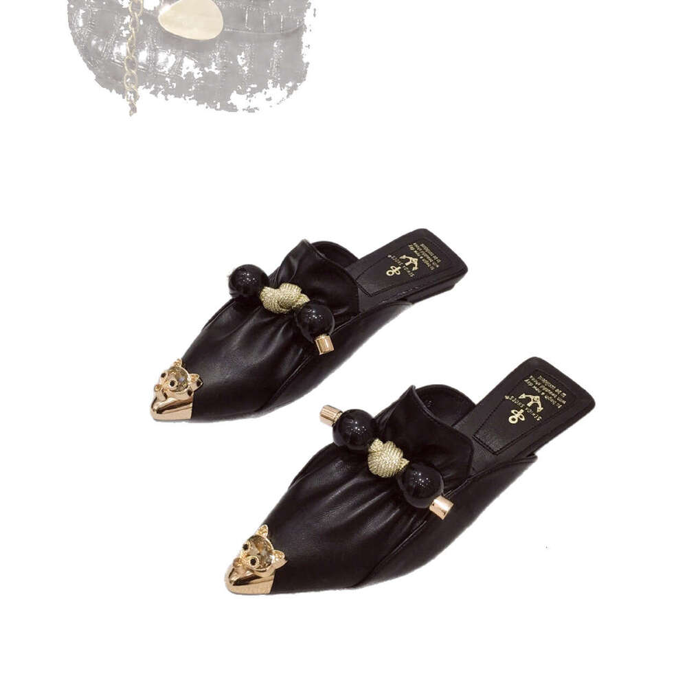 Closed Toe Half Slippers For Women Outdoor Wear Spring Summer Fashion Versatile Lazy Flat Low Heel Sandals Celebrity