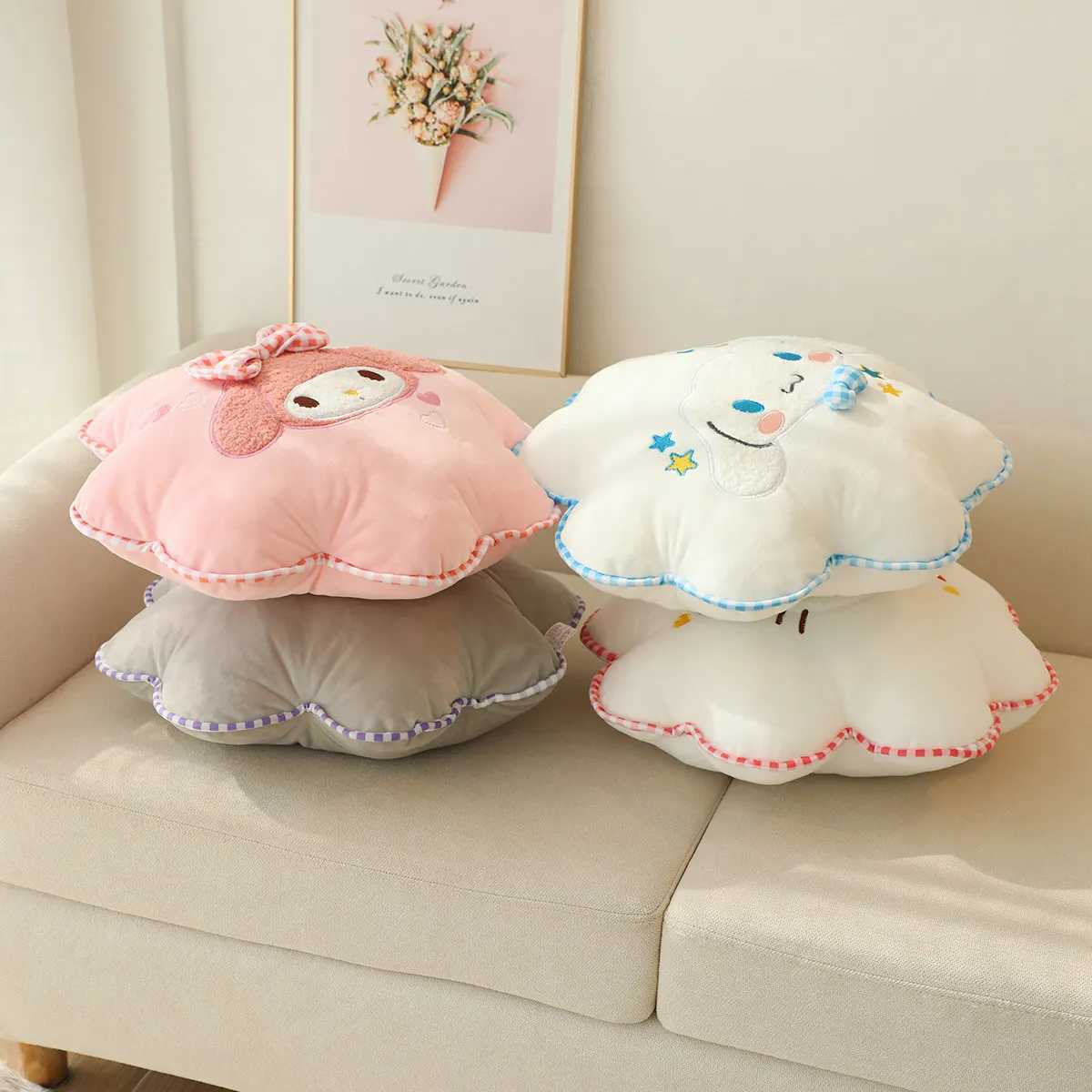 Kuromi My Melody Flower Back Cushion Japanese Style Lumbar Support Cushion Cinnamoroll Throw Pillow Sofa Bed Gifts Girl D260317