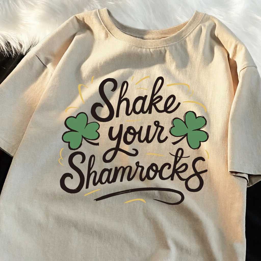Shake Your Shamrocks Pattern Mans Soft Sport T-Shirt Summer O-Neck Short Sleeve Hip Hop Loose Top Cotton Comfortable Clothes M260317