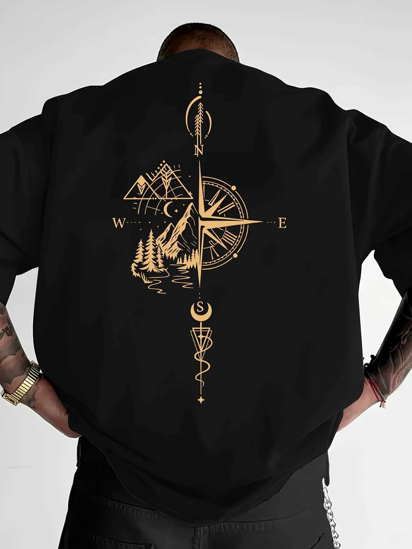 New Summer Geometric and Hill Pattern Men T-shirt Street Style Suitable for Daily Casual Wear Loose Fit 100 Cotton Material M260317