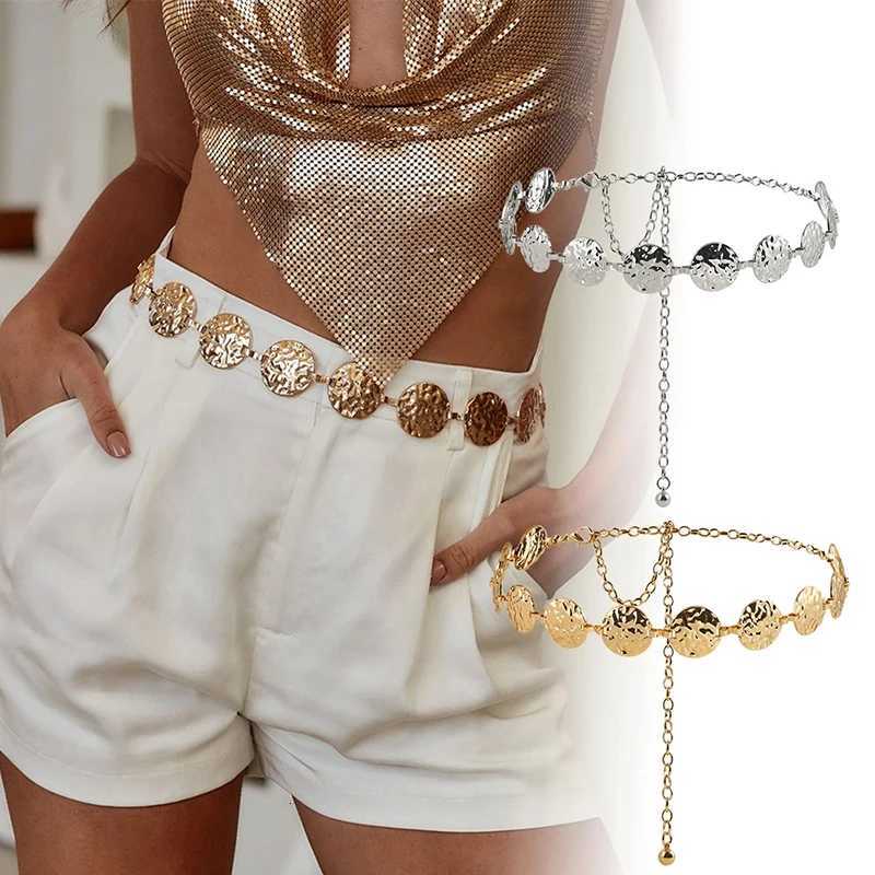 Elegant Ladies Metal Waist Gold Chain Belt Round Irregular Body Chain Sexy Accessory Beho Adjustable Belts For Women Punk H2603161 - view 3