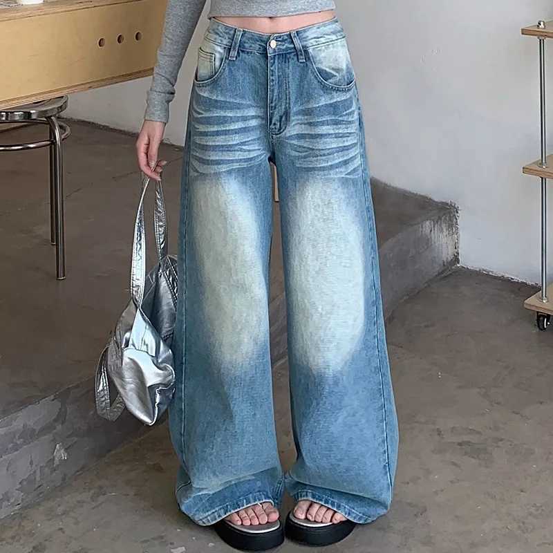 Female Comfortable Loose High Waist Jeans Women Fashion Straight Leg Pants Hot Sale s Chic Leisure Denim Trousers M260317