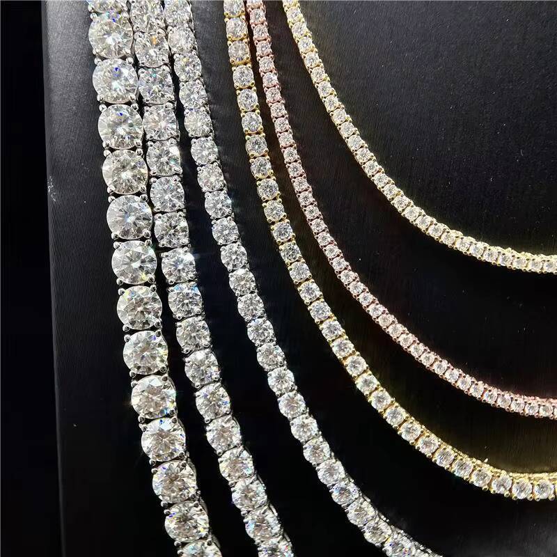 Aimgal GRA Certified 10g Moissanite Hip Hop Chain 3-4mm Brilliant Cut S925 Silver/18K Gold Plated Trendy Unisex Necklace