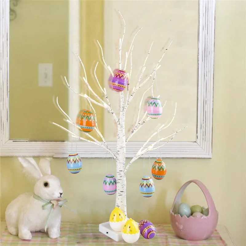 60cm Easter Decor Birch Tree Led Light Easter Eggs Hanging Ornaments Tree Happy Easter Decorations For Home Table kids gift H260316