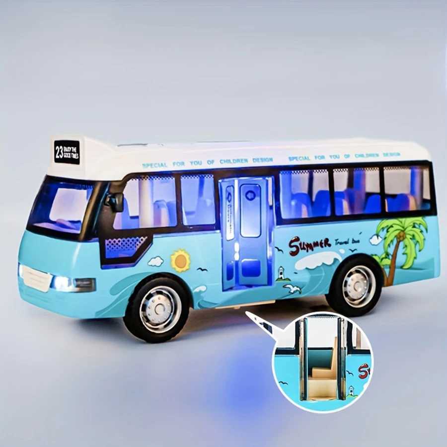 Interactive Kids City Bus with Lights SoundsPlastic Pull Back Play Vehicle Perfect for Kids Playtime D260317