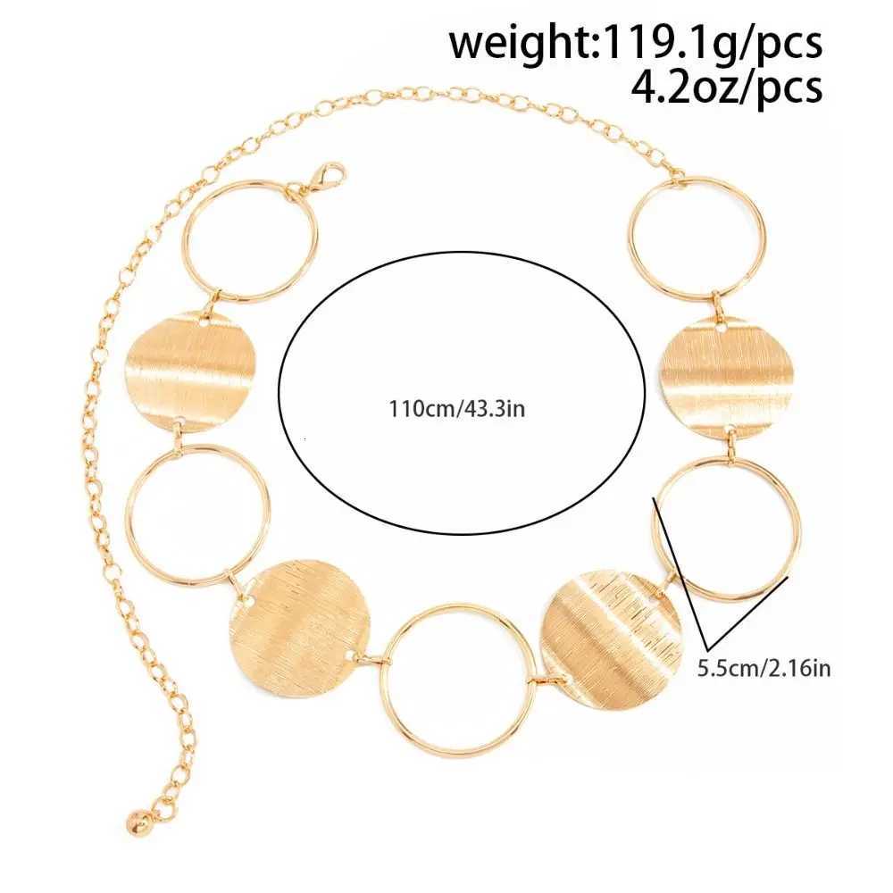 Hollow Out Round Ring Waist Chain Gold Color Circle Ring Metal Waist Chain All-match Geometric Bohemian Body Chain H260316 - view 7
