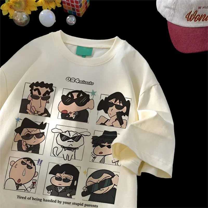 2025 Summer Womens Clothes Streetwear Crayon Shin Chan Print Cartoon T Shirt Tops Mens Womens Clothes 100Cotton T Shirts M260317