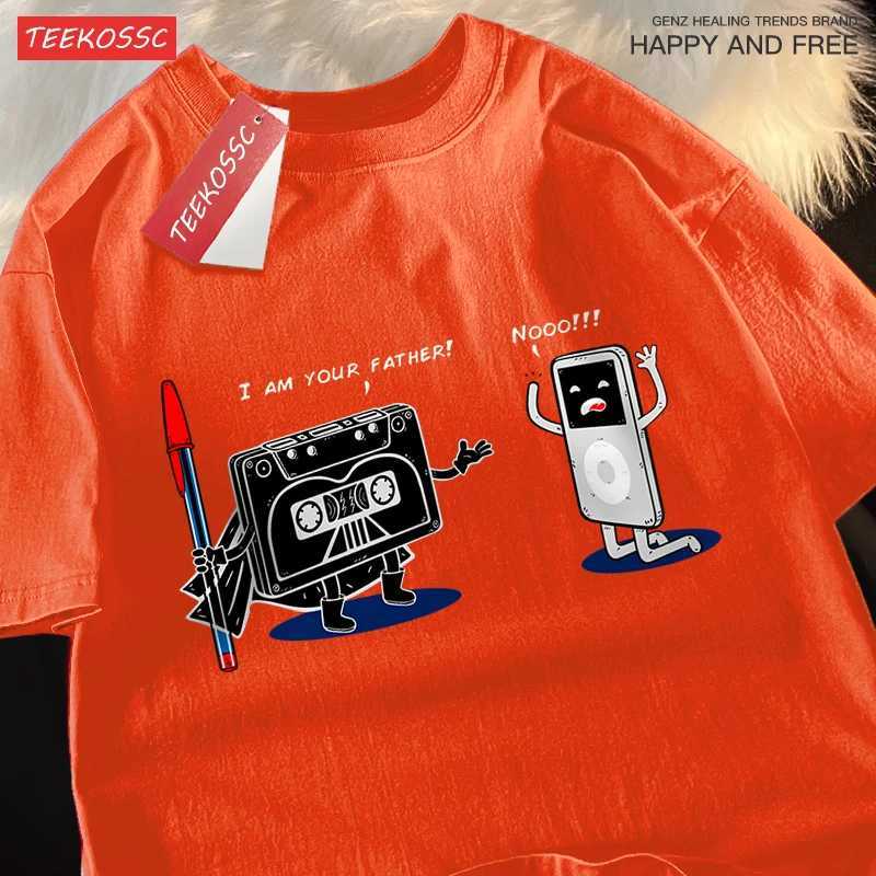Fun Cassette Tape I Am Your Father Male Clothes Hip Hop Oversize T-Shirts Summer Casual Short Sleeve Cotton Loose Street T Shirt M260317