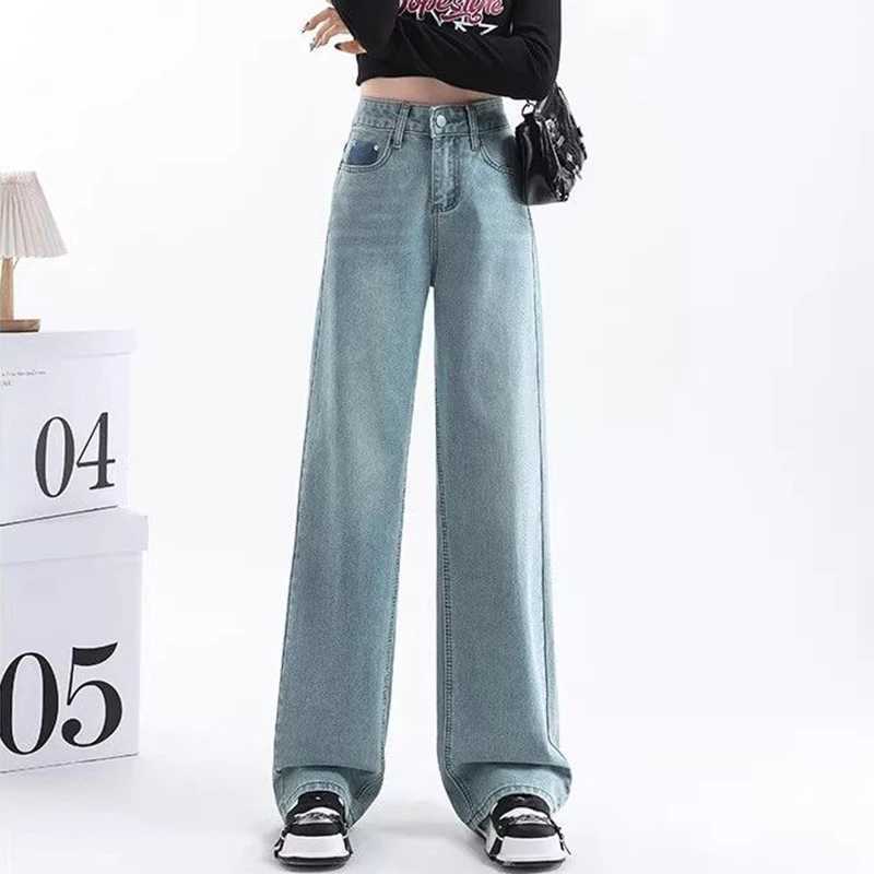 New Designer s High Waist Jeans Female Korean Classic Wide Leg Denim Trousers Women Fashion Casual Daily Pants M260317