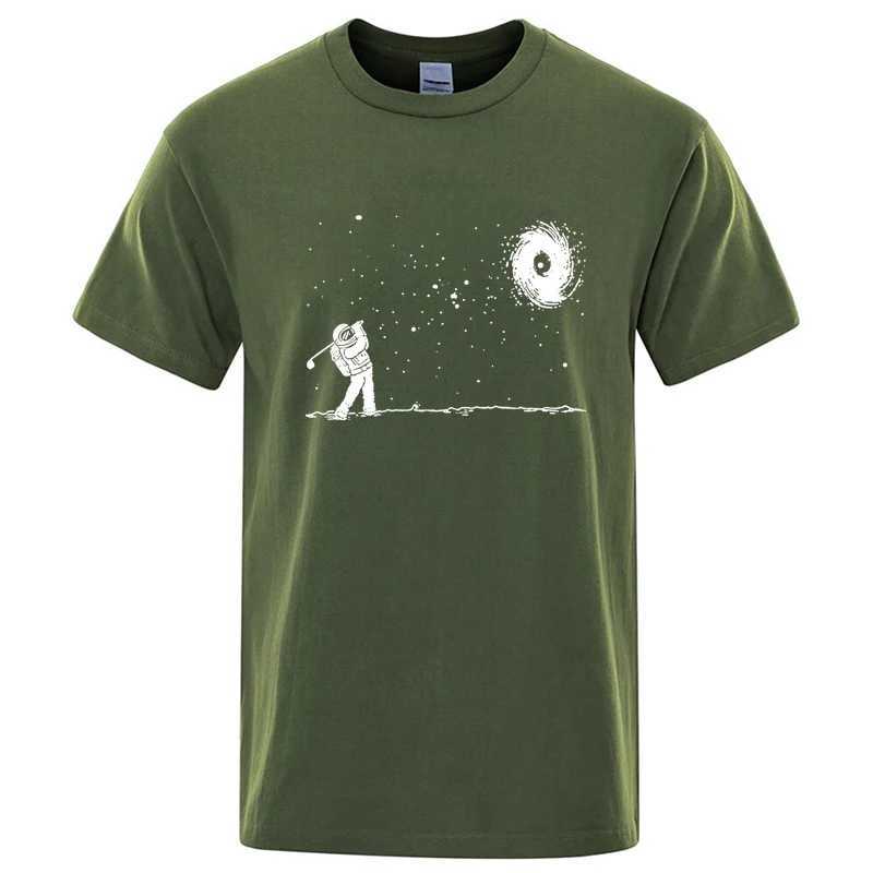 Mens High Quality 100 Cotton Funny Astronaut Print Summer T Shirt Loose O-neck Men Tshirt Short Sleeve T-shirt Male Tees Tops M260317