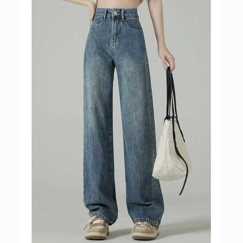 Female Big Size High Waist Loose Casual Jeans s Fashion Thin Straight Leg Pants Women Korean Casual Denim Trousers M260317