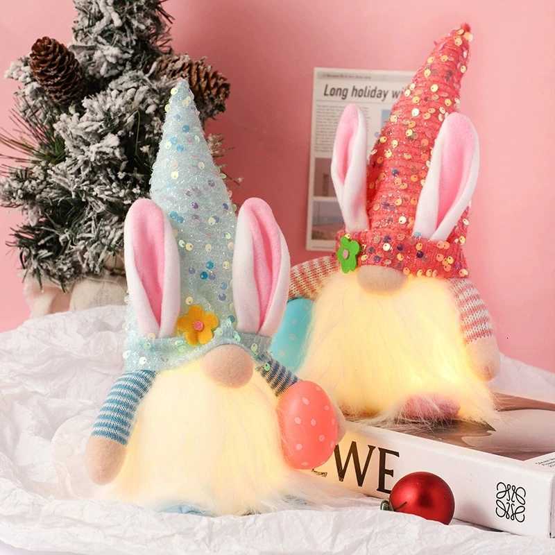 Easter LED Glowing Faceless Gnome Doll Cute Rabbit Ornament Kids Gift Favors 2025 Spring Easter Decoration for Home Party Supply H260316