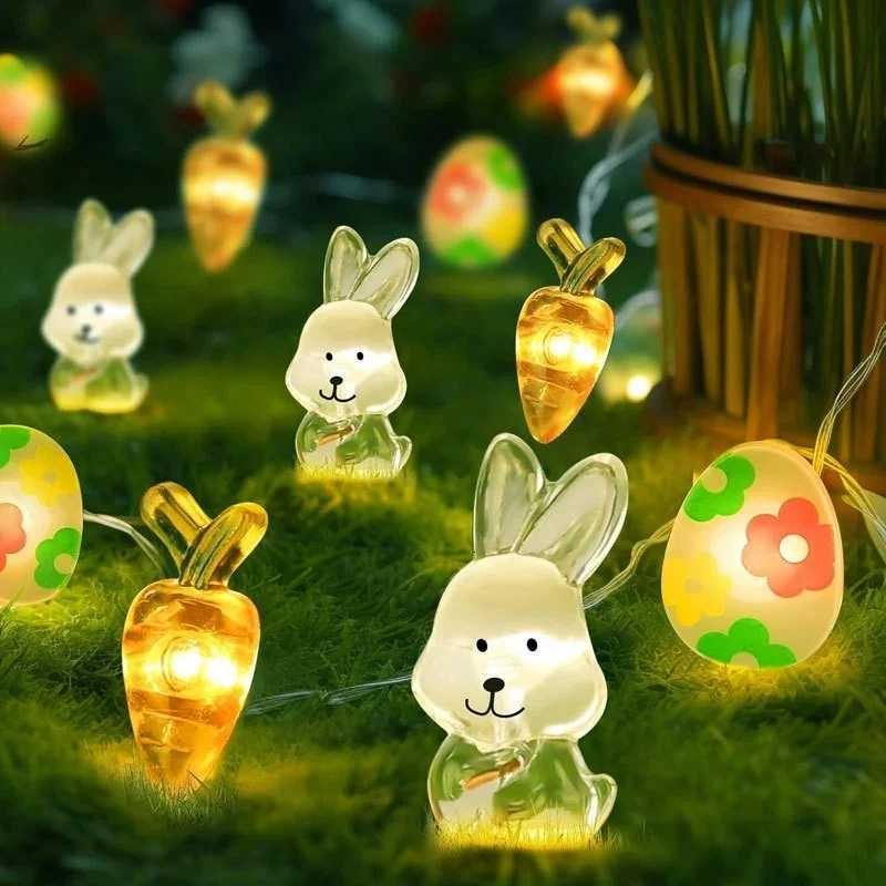 2M 20LED Easter Rabbit String Light Carrot Chick Eggs Fairy Light Garland Happy Easter Party Decoration For Home Kids Gift 2025 H260316