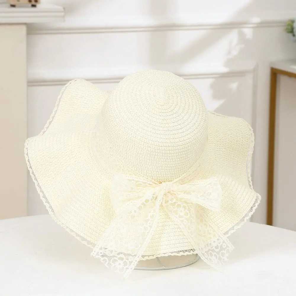 New Straw Sun Hat Bow Ribbons UV Protection Beach Hat Portable Wide Brim Straw Cap Women Lace Bow Hat with Sun Visorforthe Beach H260317 - view 6