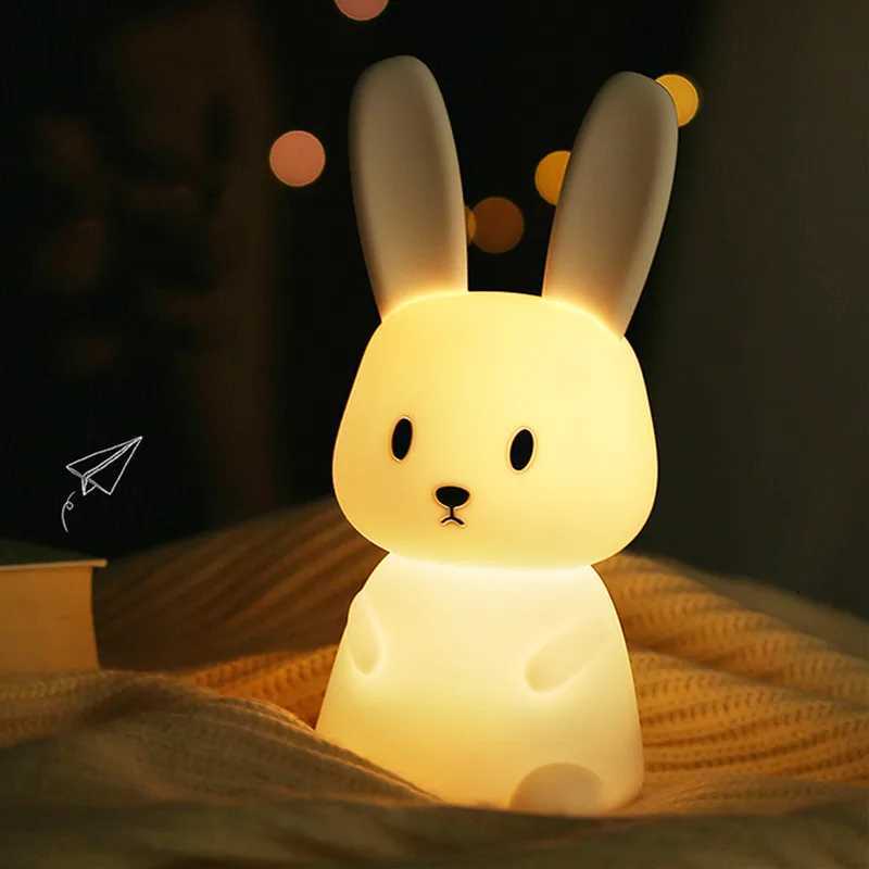 LED Night light Silicone Rabbit Touch Sensor lamp Cute Animal Light Bedroom Decor Gift for Kid Baby Child Table Lamp Home Decor H260316