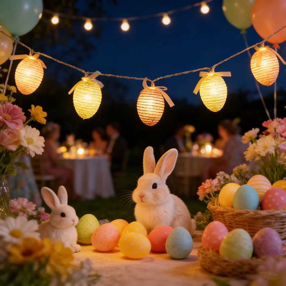 1pc Easter Egg String 10LED Simulated Egg Battery Powered Party Home Gift Spring Easter Themed Atmosphere Easter Egg String H260316