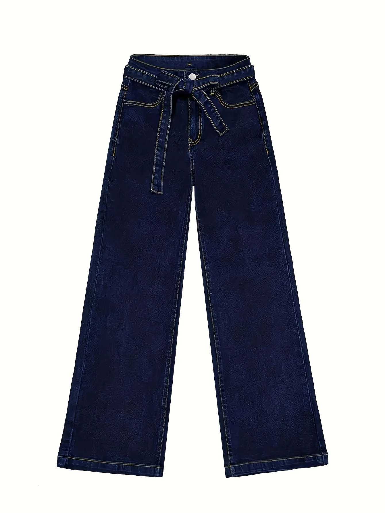 Womens Straight Leg Jeans with Belt - Stylish and Comfortable Womens Denim PantsT260317