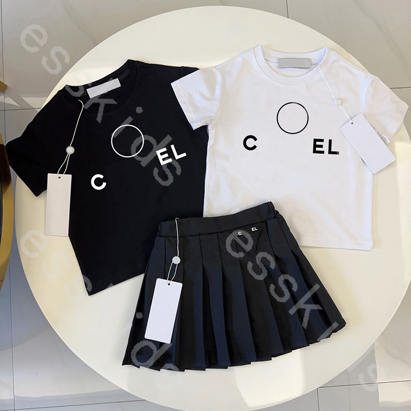 Designer Kids Dress Pleated Skirt Girls T Shirt Set Pullover New Cotton Comfortable Tops Childrens Two Pieces Set Clothing -8 DFG2504228