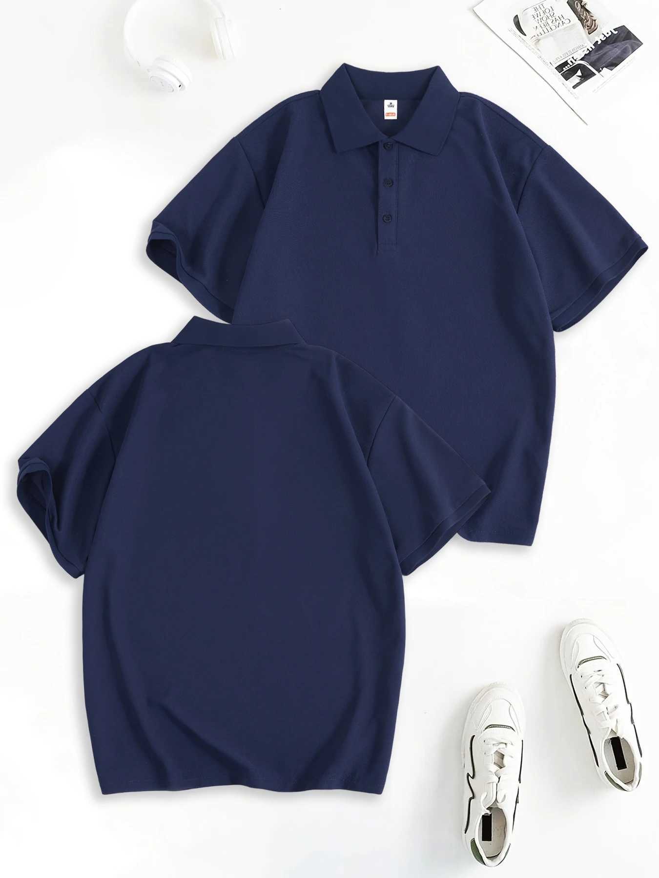 Summer Basics Solid Comfy Men Tee Shirts Street Business Shirt Button Soft Sports Clothes Casual Classic Short SLeeve Top M260317