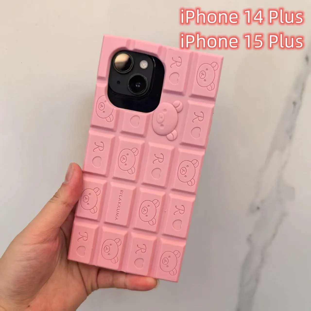 3D Chocolate Rilakkuma Phone Case For iphone 17 16 Pro Max 15 14 Plus 13 12 11 Pro Max Soft Cover with Cute Bear wrist strap C260314