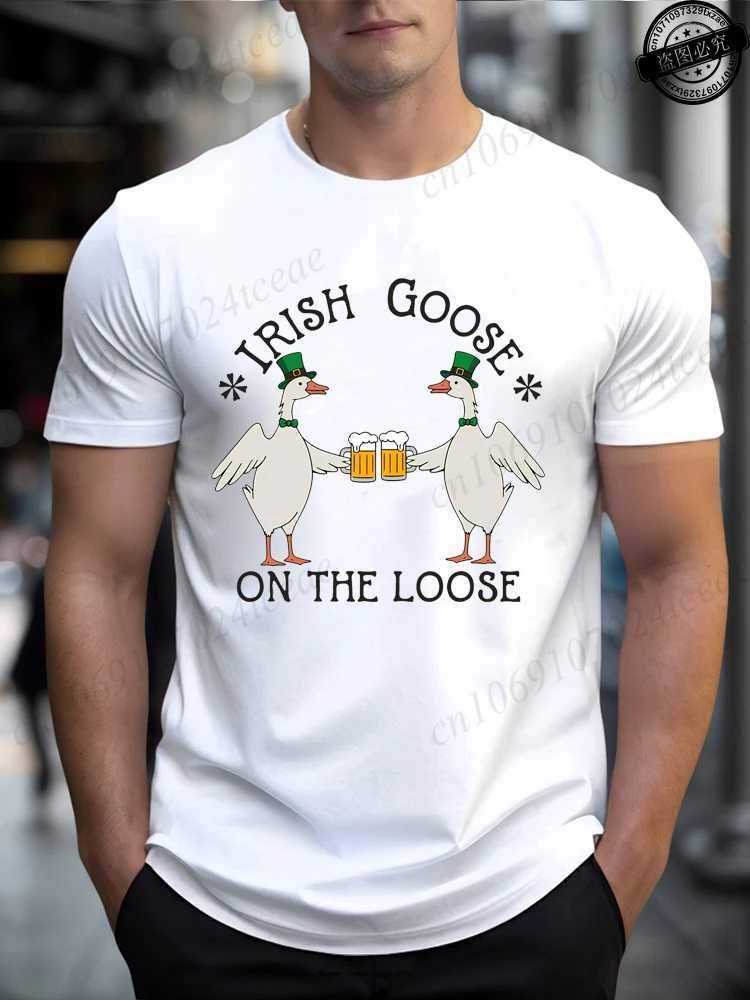 on The Loose Printed Mens T-Shirts ClothingSt PatRicks Day GiftDrinking T-ShirtFunny Irish Tee Tops M260317
