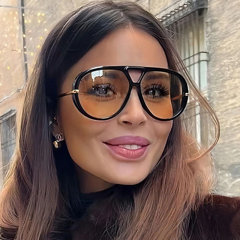 Oversized Oval Punk Pilot Sunglasses Women Big 2026 y Vintage Metal Frame Sun Glasses for Ladies UV400 Shield Eyewear 260316