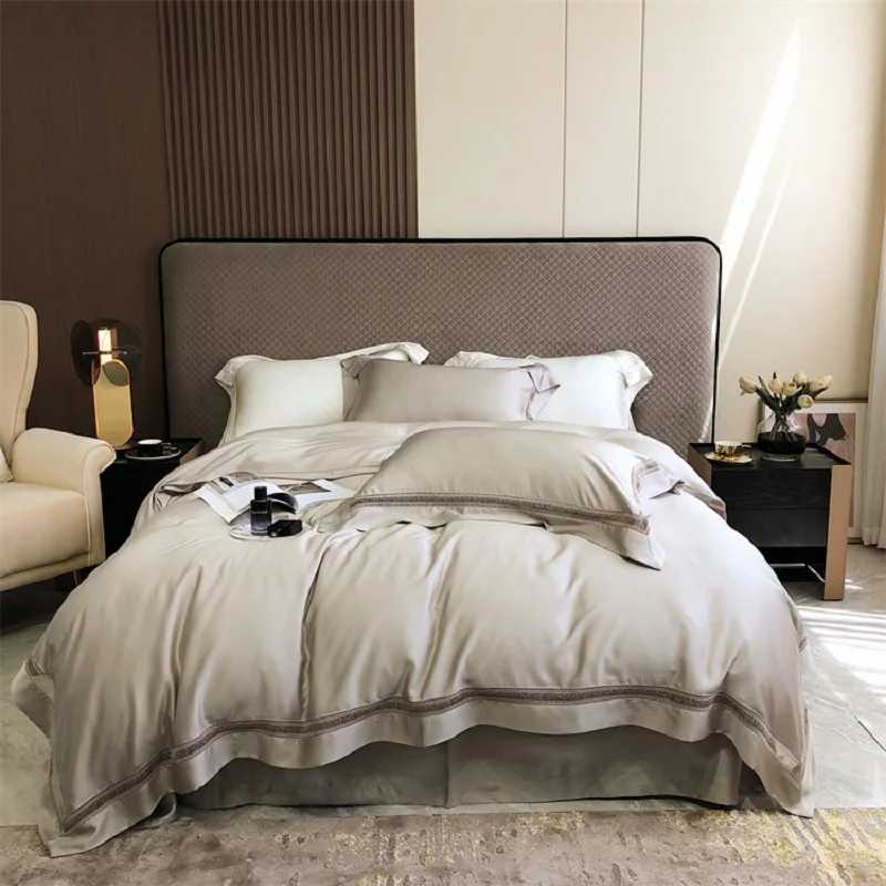 1000TC Egyptian Cotton Soft Cozy Bedding Set Hollow Lace Broad Side Duvet Cover Flat Fitted Bed Sheet Pillowcases Luxury D260317