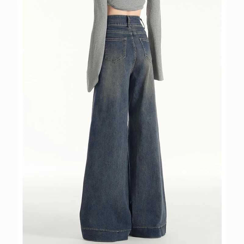 New Chic Fashion Women Straight Leg Jeans Female Korean High Waist Denim Pants s Fashion Double Button Loose Trousers M260317