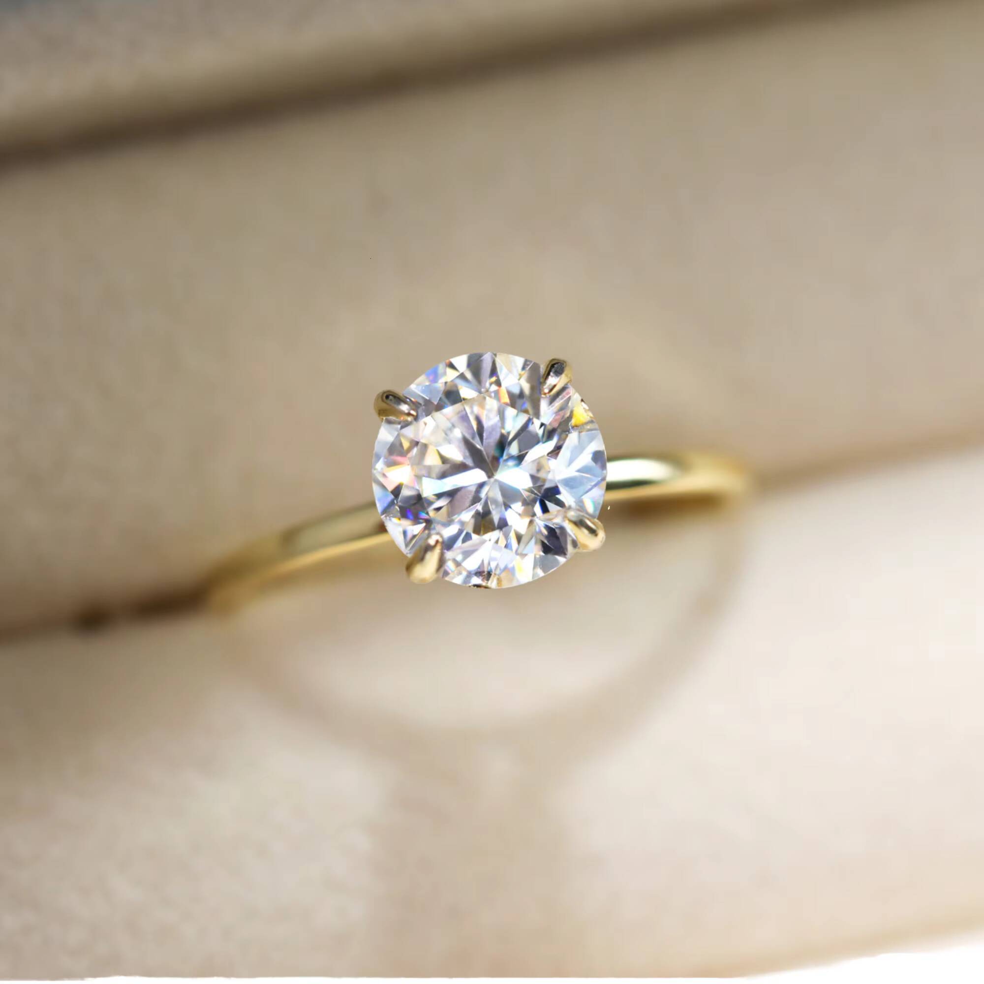 Customized Divya Creations Luxury Jewelry IGI 10k White/Yellow Gold Rhodium Plated 185ct E Color Lab Grown Diamond Ring