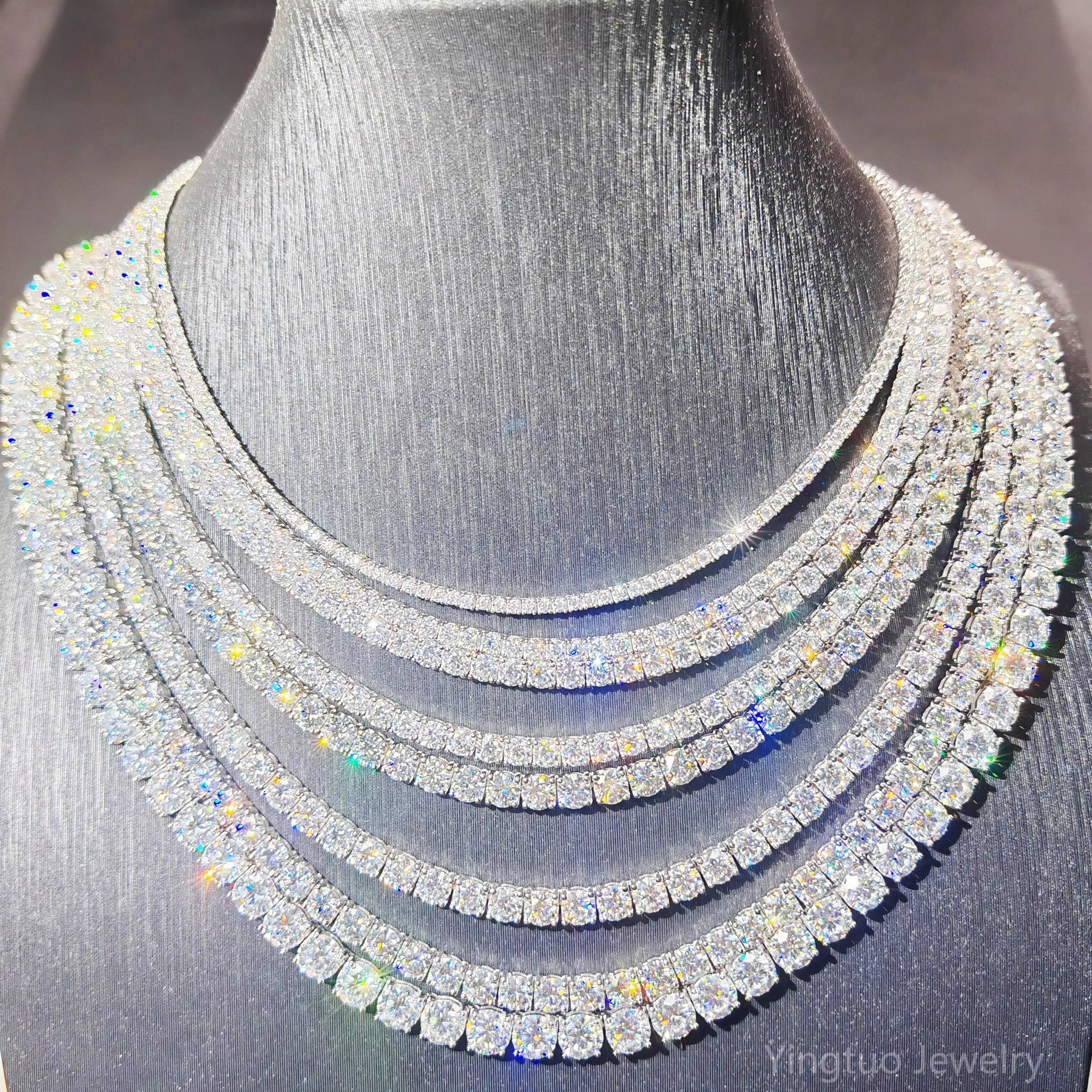 Wholesales Prices Hiphop Moissanite Tennis Chian Pass Diamond Test Moissanite Bracelet Necklace for Parties With GRA