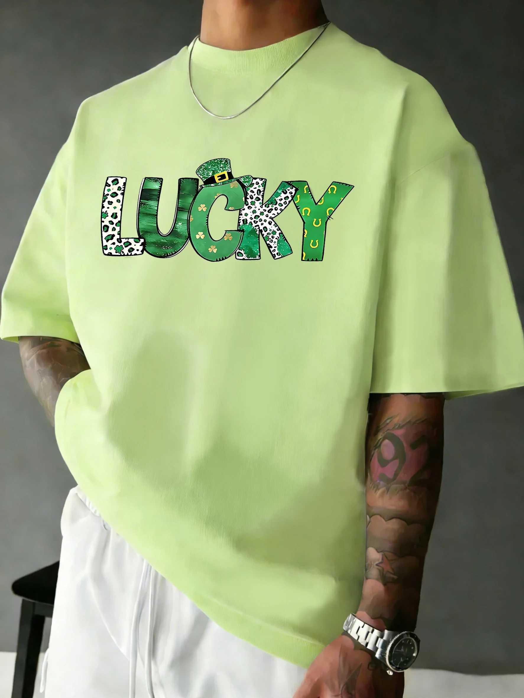 Leopard Fontprint Breathable Daily T-Shirt Man Sport Summer Short SLeeve Cotton Comfortable Tops Casual Loose Sportswear M260317