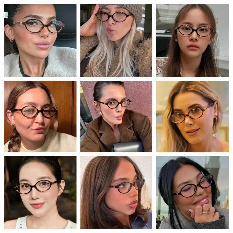 Brand Luxury Classic Oval Anti Blue Light Myopia Women Small Frames Photochromic Reading Prescription Glasses H260316