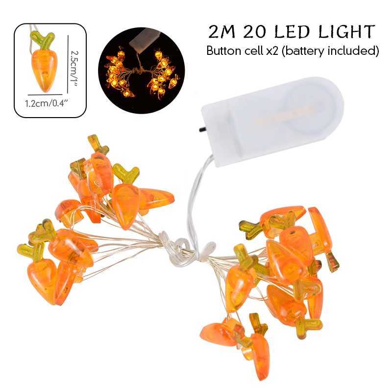 2/1 meter Easter String Lights for Home Decor 20 LED Glowing Easter Bunny Egg Carrot Fairy Light Ornament Decorations H260316