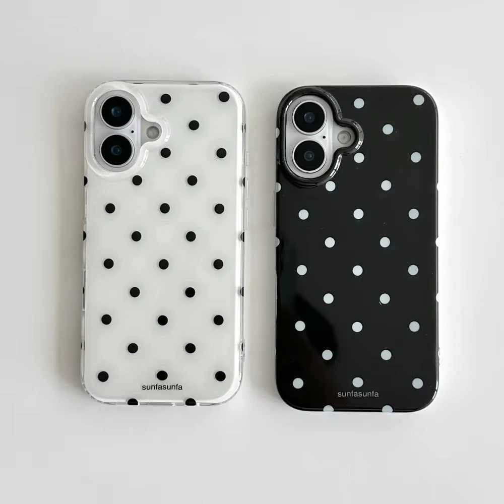 Minimalist Black White Polka Dot Phone Case For iPhone 17 Air 16 Pro Max 15 14 Plus 13 12 Mini 11 Shockproof Silicone Back Cover C260314