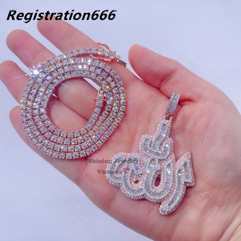 14k Rose Gold Plated Sterling Silver Hip Hop Men Vvs Moissanite Diamond Iced Out Allah Pendant