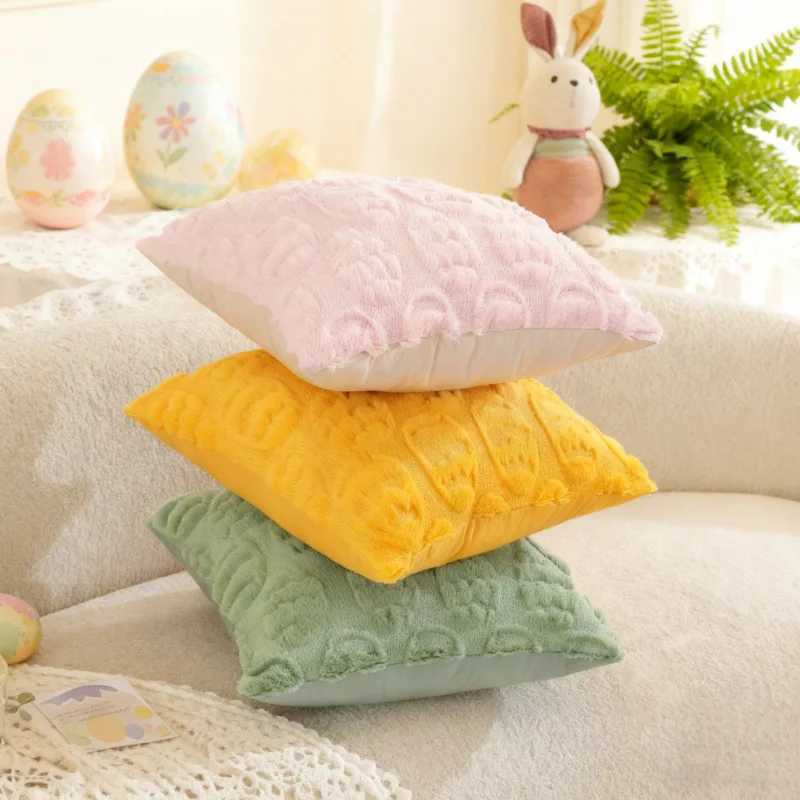 Decorative pillow cover Easter pillow cover Easter egg plush pattern bedside cushion Invisible Zipper D260317