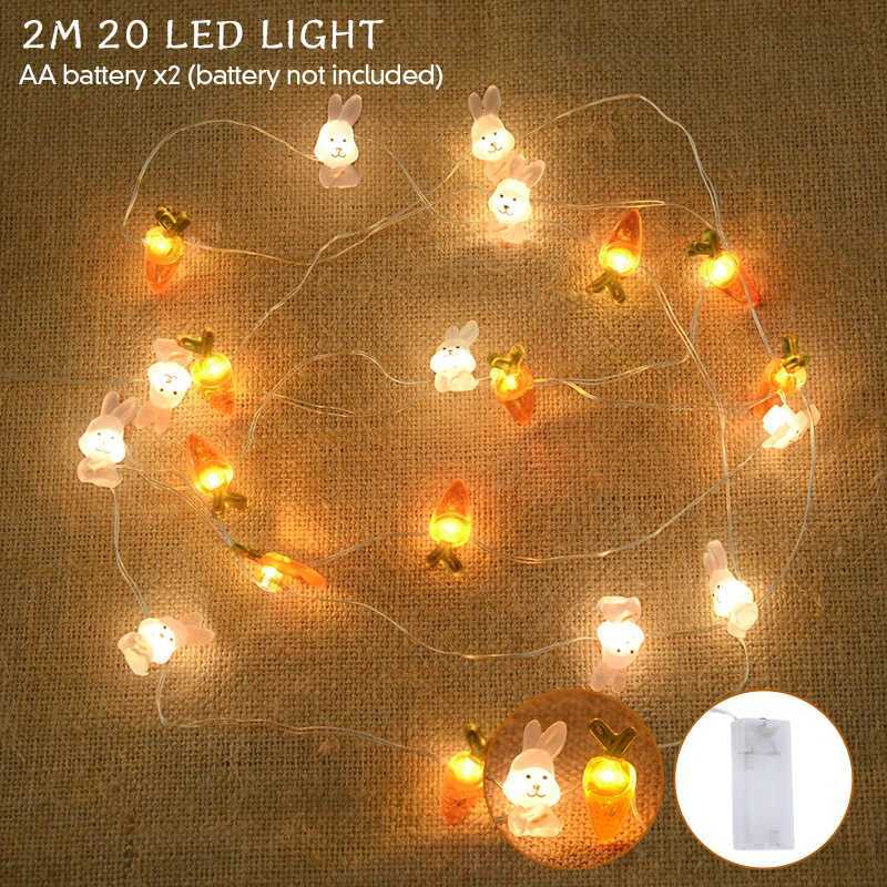 2/1 meter Easter String Lights for Home Decor 20 LED Glowing Easter Bunny Egg Carrot Fairy Light Ornament Decorations H260316
